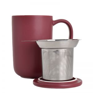 Porculanska šalica Taya s cjedilom i poklopcem – 400 ml - crvena